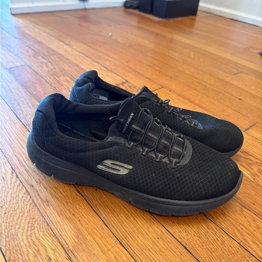Skechers women’s Black Slip-On Mesh Walking Shoes